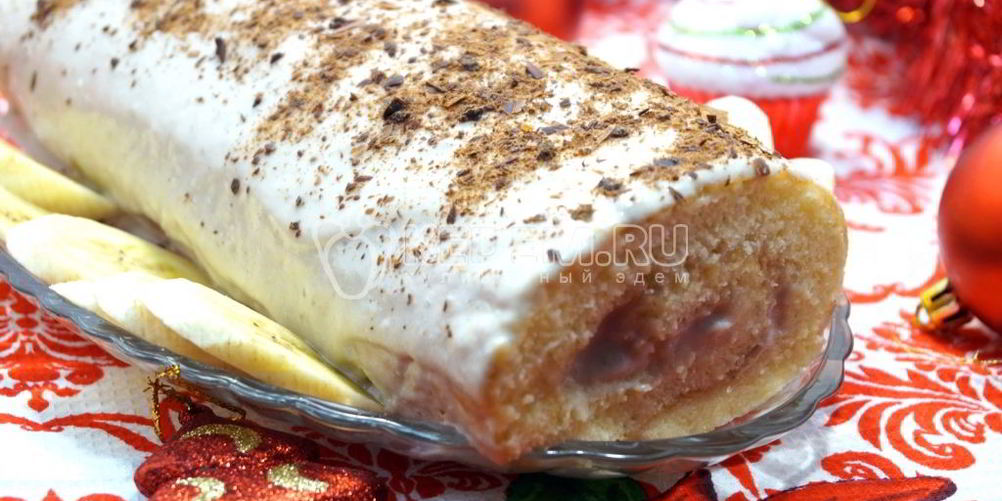 Рецепт бисквитный рулет с кремом зимнее полено