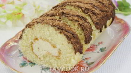 Бисквитный рулет с кремом