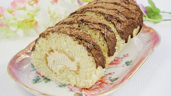 бисквитный рулет с кремом