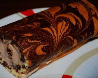 Рулет мраморный с бананово-шоколадным кремом