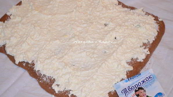 шоколадный рулет с творожным кремом