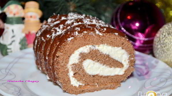 шоколадный рулет с творожным кремом