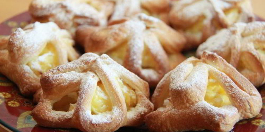 Рецепт слоеные звездочки с кремом патисьер и кусочками яблока
