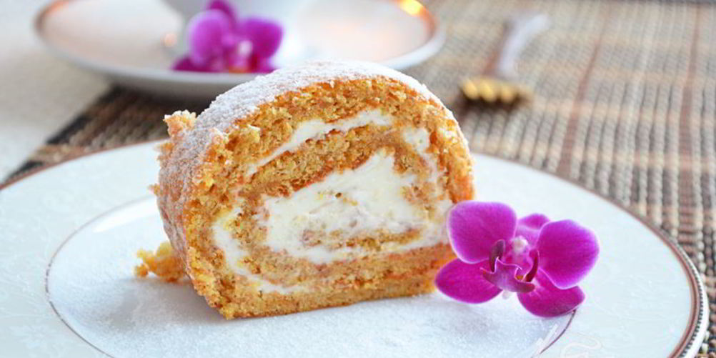 Рецепт тыквенный рулет со сливочным кремом