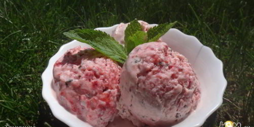 Рецепт клубничный пломбир с мятой