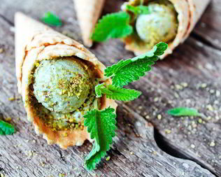 Лаймовое мороженое с чаем матча