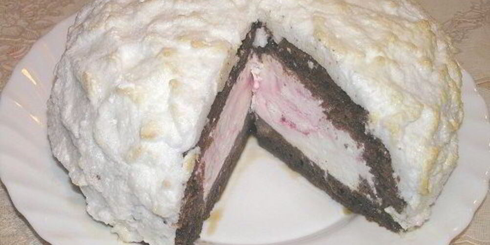 Рецепт вишневый торт-мороженое с шоколадным бисквитом