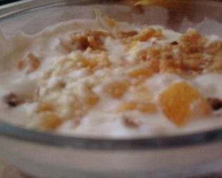 Творожно-апельсиновыый мусс с меренгой и апельсинами