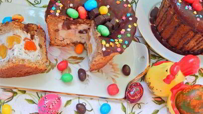 Шоколадный кулич с пломбиром
