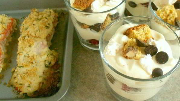 слоеный лосось и супербыстрый десерт