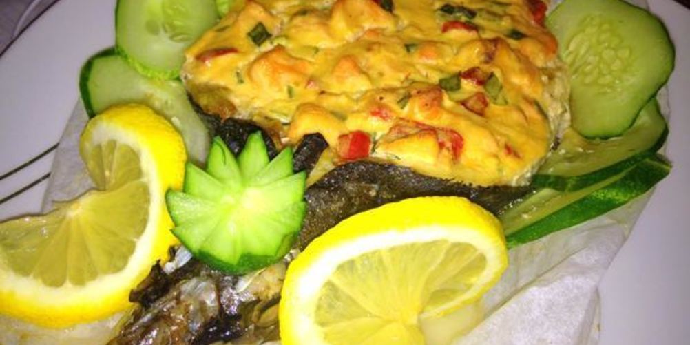 Рецепт сибас с творожно-сырным суфле и семгой