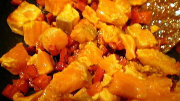 сибас с творожно-сырным суфле и семгой