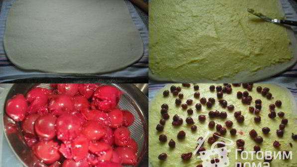 творожные улитки начиненные пудингом и вишней