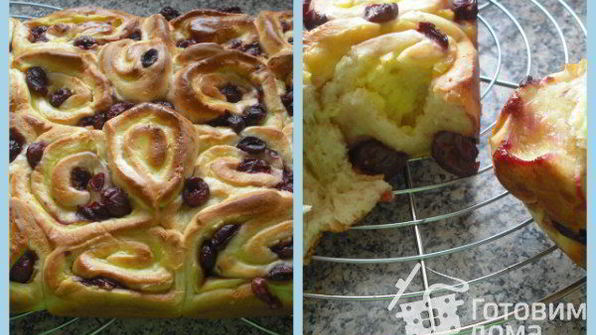 творожные улитки начиненные пудингом и вишней