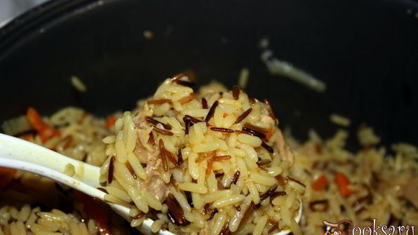 ароматный рис акватика mix с мясом и ягодами годжи в мультиварке