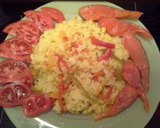 Быстрый рис с овощами