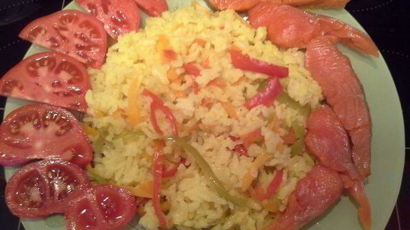 быстрый рис с овощами