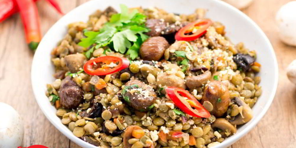 Рецепт чечевица с грибами и каштанами