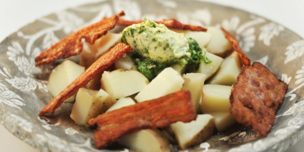 Рецепт картофель с ароматным маслом и ветчиной