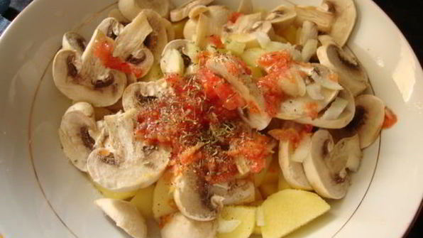 картофель с грибами в рукаве