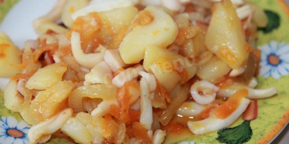Рецепт картофель с кальмарами