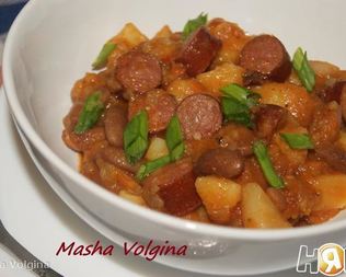 Картофель с охотничьими колбасками