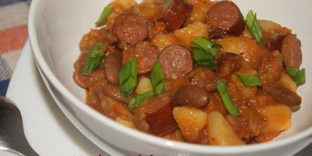 Рецепт картофель с охотничьими колбасками