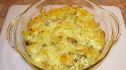 Картофель с шампиньонами и сыром в духовке