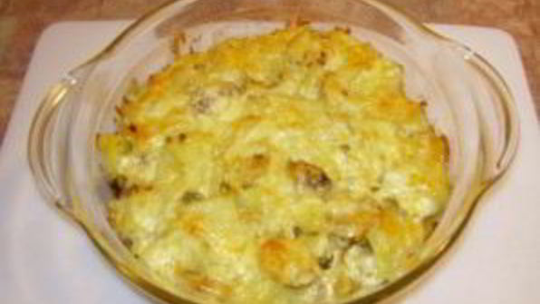 картофель с шампиньонами и сыром в духовке