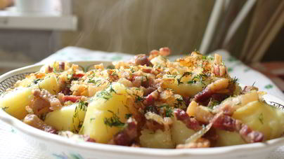 Картофель со шкварками