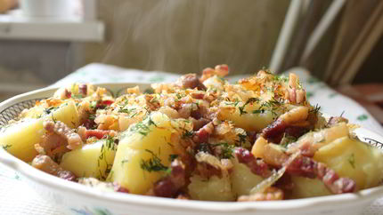 Картофель со шкварками