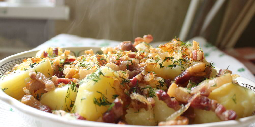 Рецепт картофель со шкварками