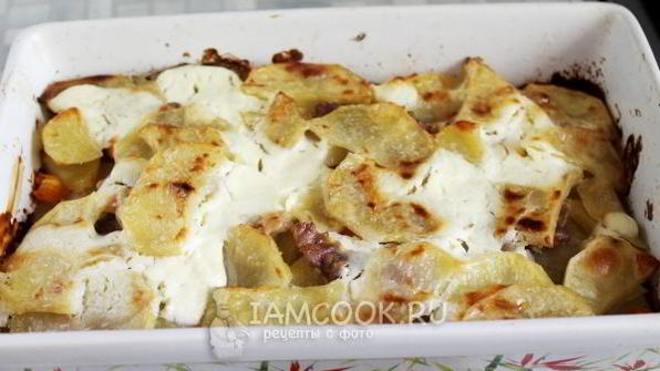 картошка с мясом слоями в духовке