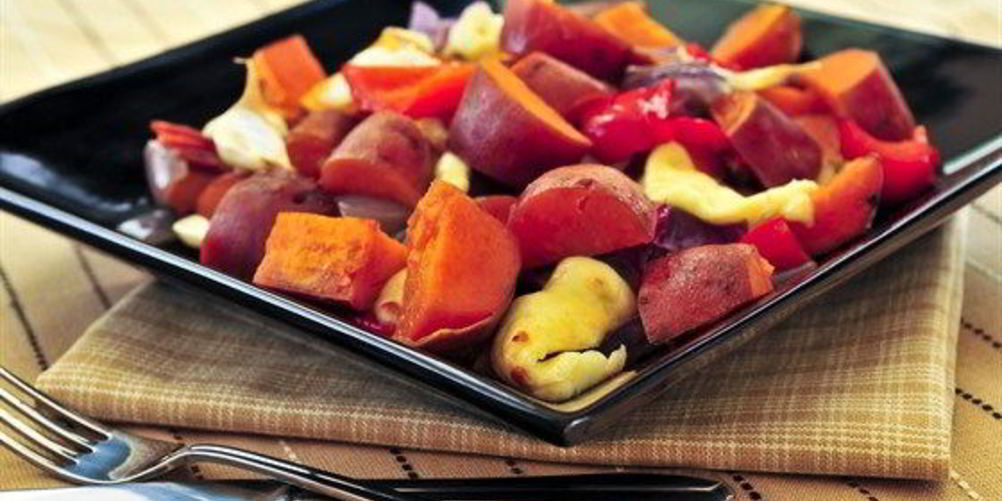 Рецепт красный картофель с перцем и сыром