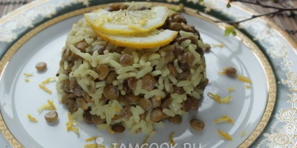 Рецепт лимонный рис, жареный с чечевицей