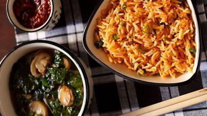 Отварной рис с овощами