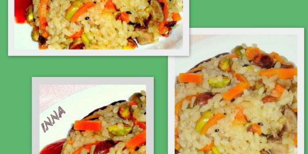 Рецепт постный рис с грибами и фисташками