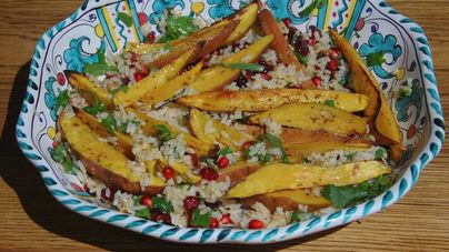 Рис с бататом, клюквой и гранатом