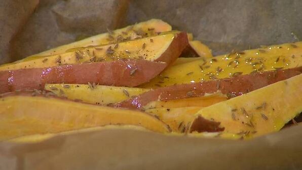 рис с бататом, клюквой и гранатом