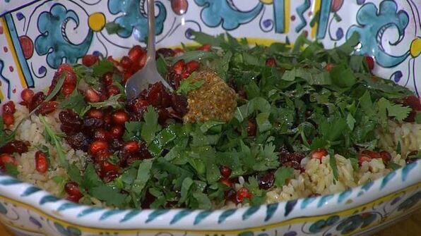 рис с бататом, клюквой и гранатом