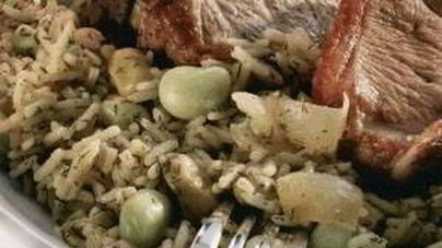 Рис с фасолью и мясом