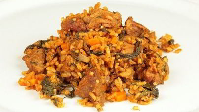 Рис с мясом и овощами на пару