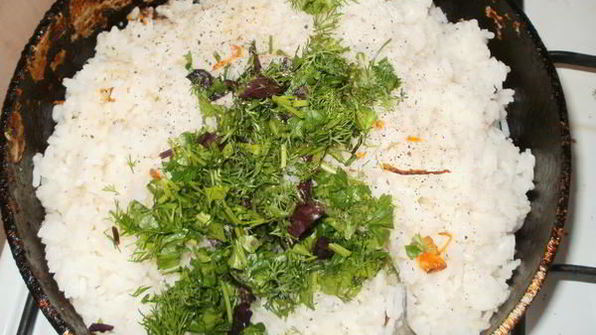 рис с овощами и зеленью