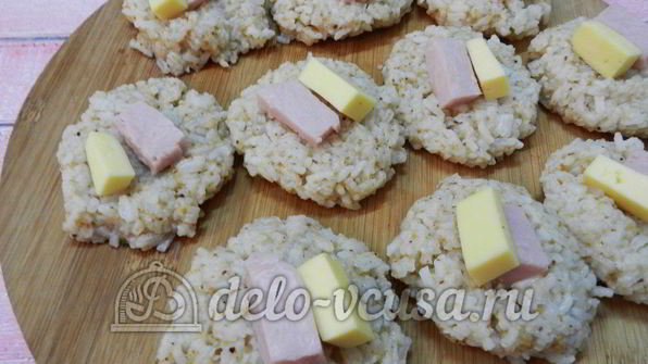 рисовые крокеты с сыром и ветчиной