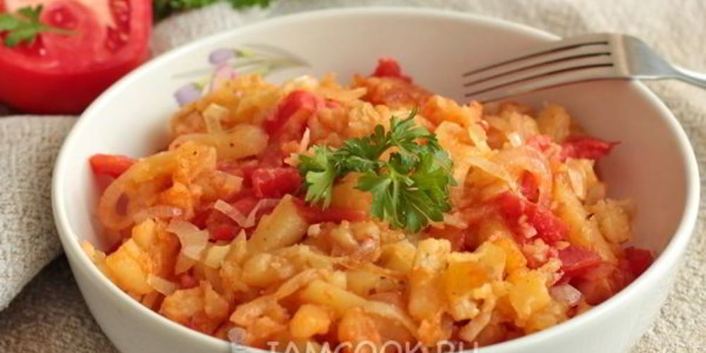Рецепт жареная картошка с помидорами