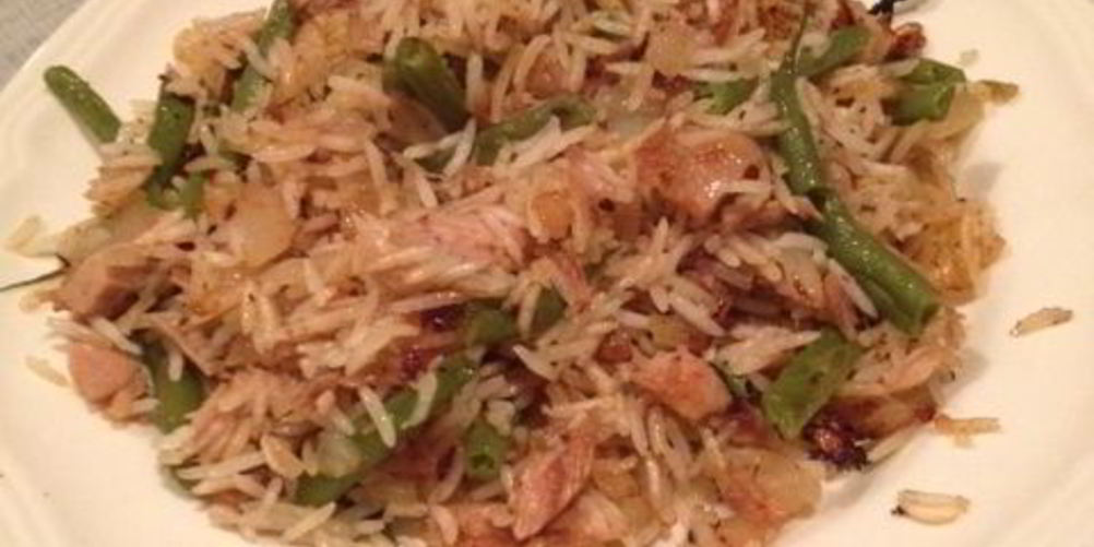 Рецепт жареный рис с консервированным тунцом