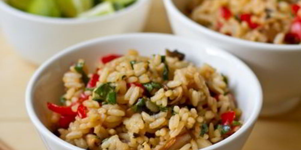 Рецепт жареный рис с овощами