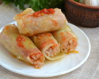 Голубцы, фаршированные мясом и рисом