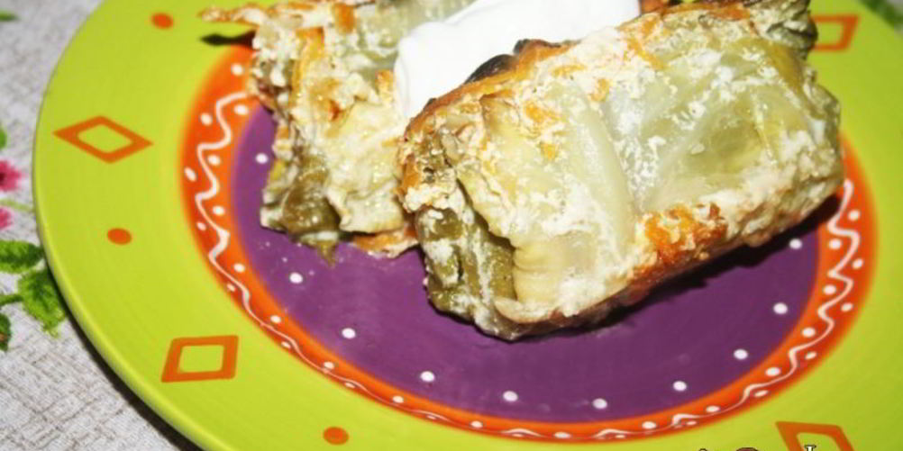 Рецепт голубцы с индюшатиной, запеченные в сметанном соусе