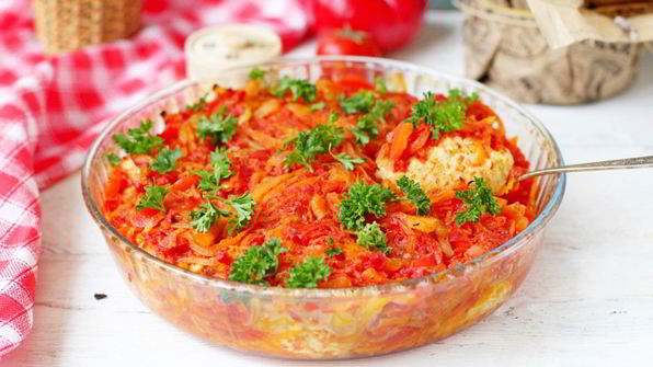 ленивые голубцы с куриным фаршем